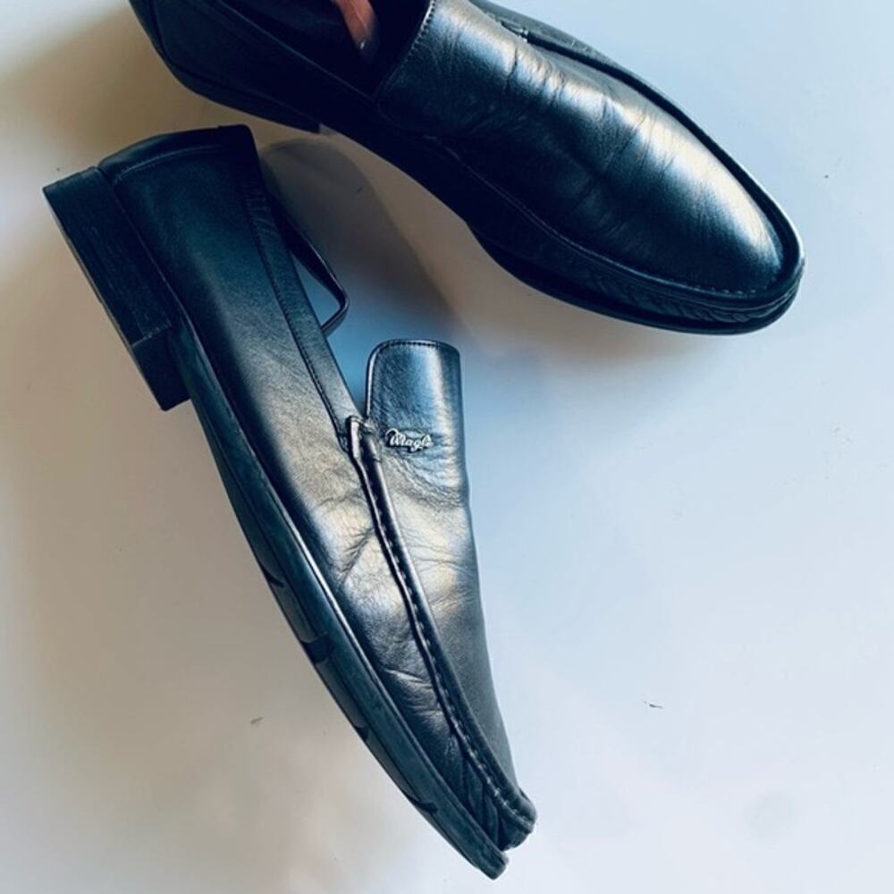 Bruno Magli Nerone Slip On Men’s Classic Leather Loafers Size 8 W Black Italy
